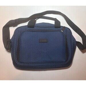 Chaps Blue White Polka Dot Messenger Bag Adjustable Strap Pockets Classic